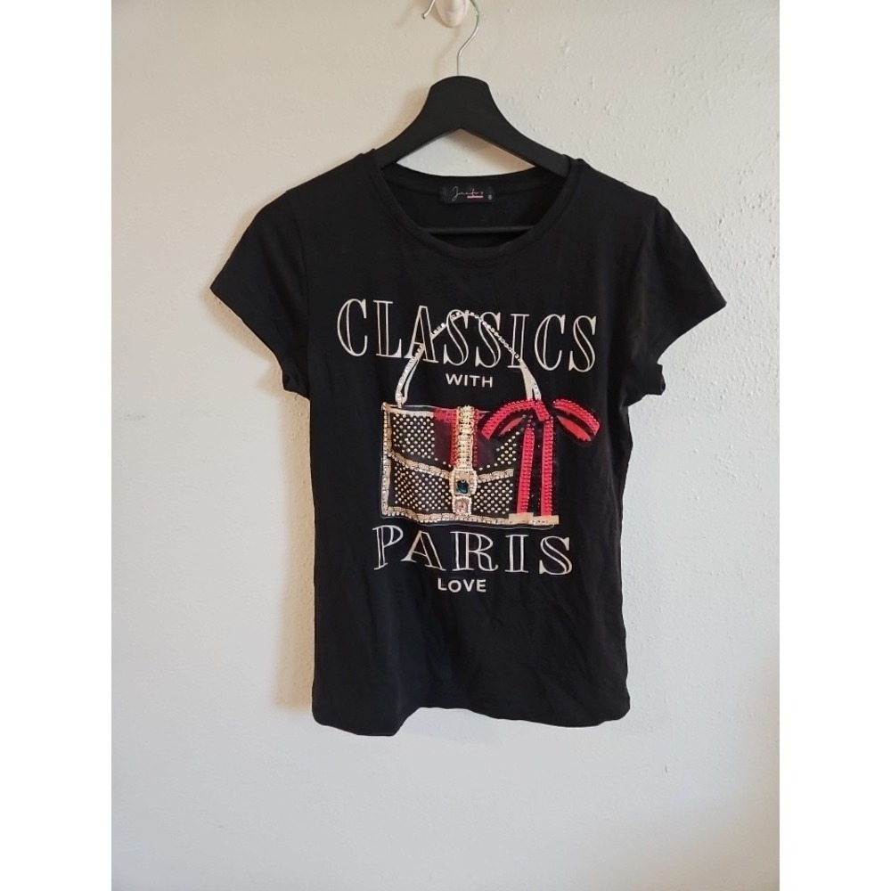 Black "Classics‎ with Paris Love" Graphic Tee, Small